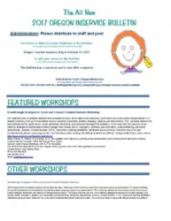 2017 Oregon Teacher Inservice Bulletin Lists October 13 Inservice Day Workshops