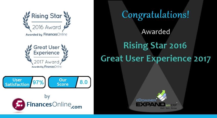 Expand ERP Wins the Coveted Great User Experience Award By FinancesOnline Expand ERP Wins the Coveted Great User Experience Award By FinancesOnline