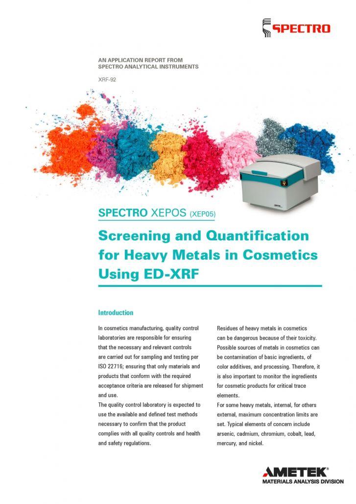 Screening & Quantification for Heavy Metals in Cosmetics Using ED-XRF Analyzers is Detailed Screening & Quantification for Heavy Metals in Cosmetics Using ED-XRF Analyzers is Detailed