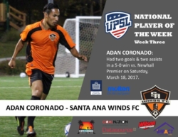 NATIONAL PLAYER OF THE WEEK: Santa Ana Winds FC's Adan Coronado
