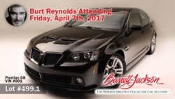 Burt Reynolds Appearing With Pontiac G8 Vin #001 To Be Sold At Barrett-jackson West Palm April 7