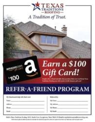 Texas Traditions Roofing Announces Referral Program for Homeowners