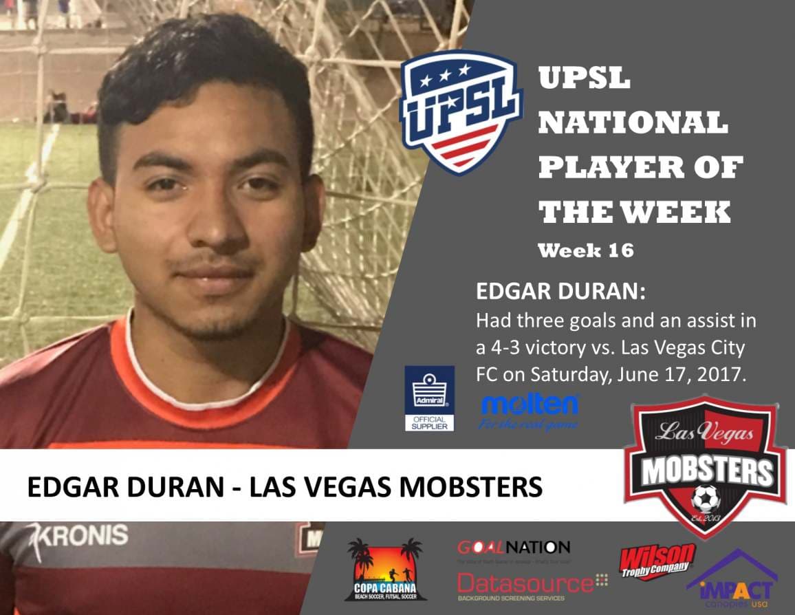 UPSL National Player Of The Week: Las Vegas Mobsters' Edgar Duran UPSL National Player Of The Week: Las Vegas Mobsters' Edgar Duran