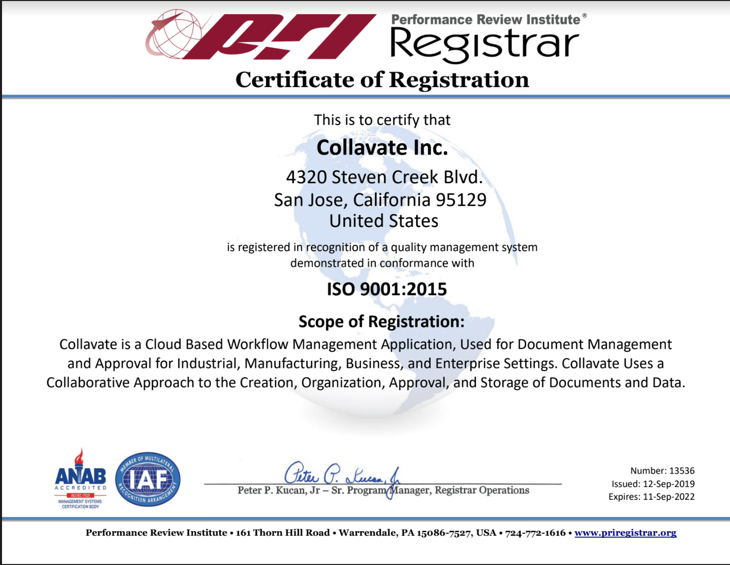 Collavate Attains ISO 9001:2015 Quality Certification