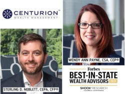 Centurion Wealth's Co-Founders Sterling Neblett, CEPA, CFP®, and Wendy Payne, CSA, CEP®, Named to Forbes Best-in-State Wealth Advisor List